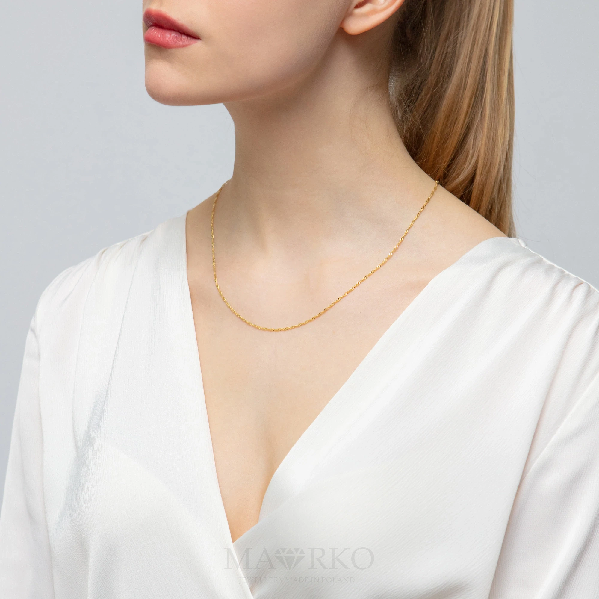 邦楽 #zekkooo_lalala_ Złoty łańcuszek singapur z ozdobnymi blaszkami pr.585 - L170-585