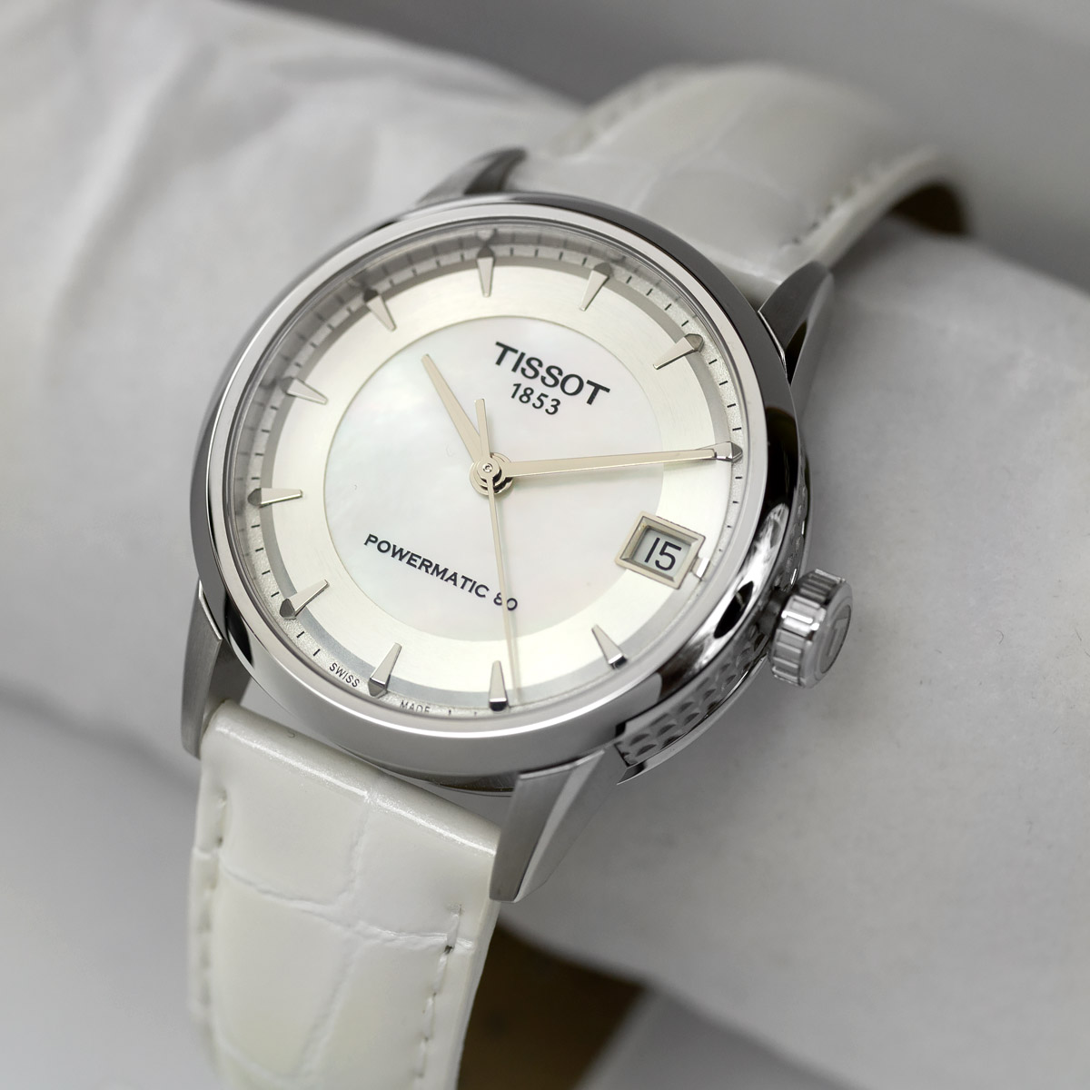 Zegarek Tissot Luxury T0862071611100 damski biały pasek