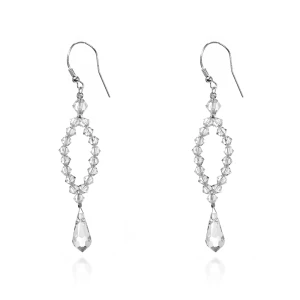 Okazałe kolczyki ślubne wiszące łezka kryształy Swarovski