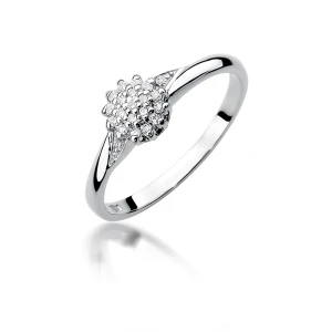 Pierścionek z białego złota 585 z brylantami 0,11ct Galaktyki