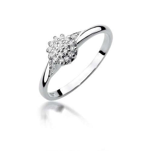 Pierścionek z białego złota 585 z brylantami 0,11ct Galaktyki