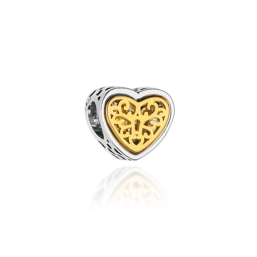 Dwukolorowa srebrna zawieszka koralik serce Charms  Z411-925 MARKO