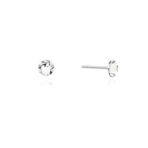 Srebrne kolczyki basic z kryształkami Swarovski białe