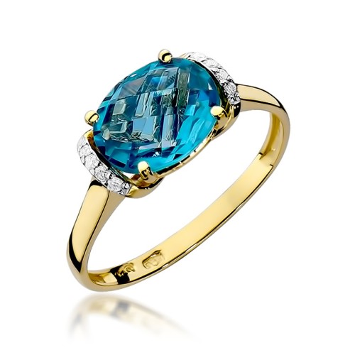Złoty pierścionek zaręczynowy topaz Swiss 1,70ct brylanty Kultowa
