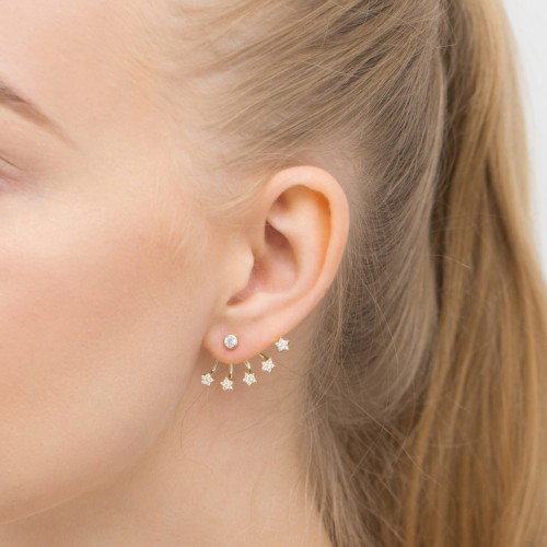 Srebrne nausznice dwuczęściowe kolczyki multi gwiazdki ear jacket Supreni K253-925-S marko