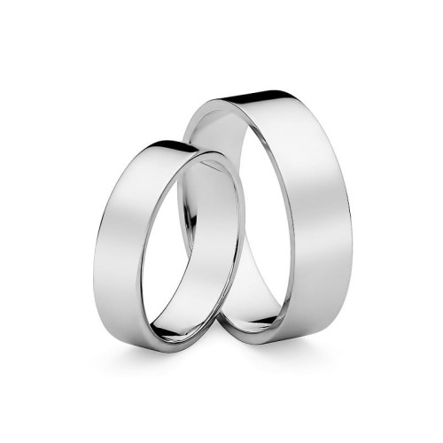 Płaskie obrączki z białego złota z soczewką różne szerokości 5mm 6mm O032-585-56 MARKO