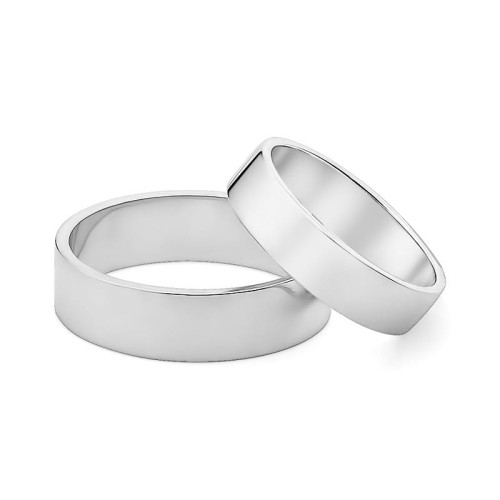 Płaskie obrączki z białego złota z soczewką różne szerokości 5mm 6mm O032-585-56 MARKO