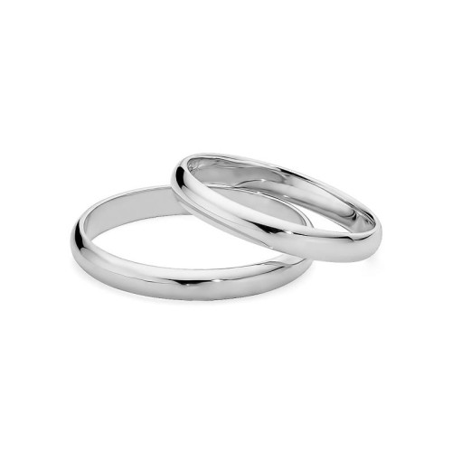 Wąskie obrączki półokrągłe 3mm z białego złota z soczewką O033-585-33 marko