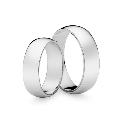 Szerokie obrączki ślubne półokrągłe 6mm soczewka białe złoto O033-585-66 MARKO