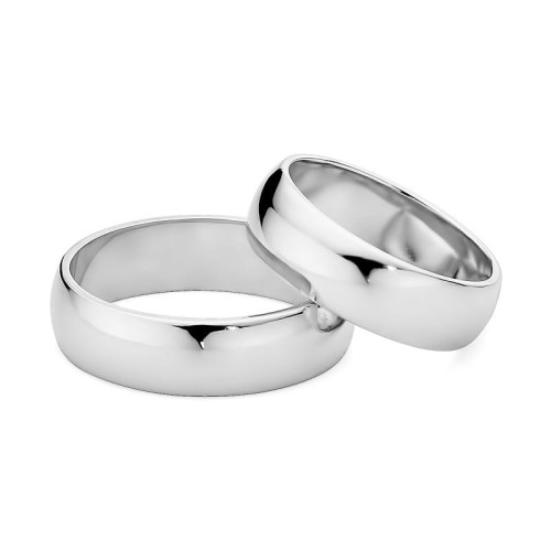 Szerokie obrączki ślubne półokrągłe 6mm soczewka białe złoto O033-585-66 MARKO