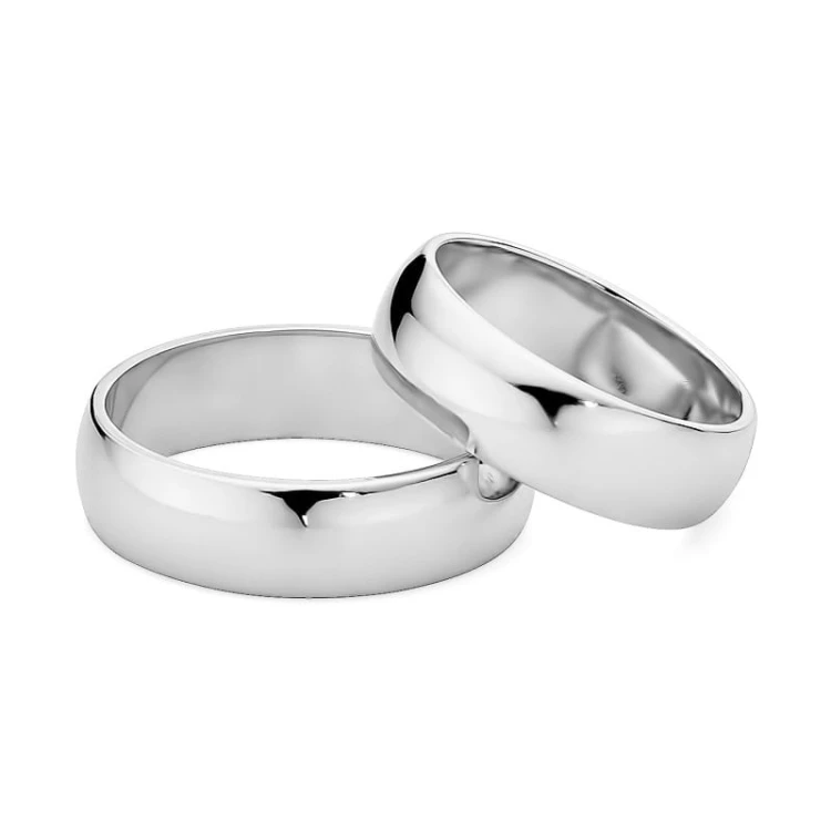 Szerokie obrączki ślubne półokrągłe 6mm soczewka białe złoto O033-585-66 MARKO
