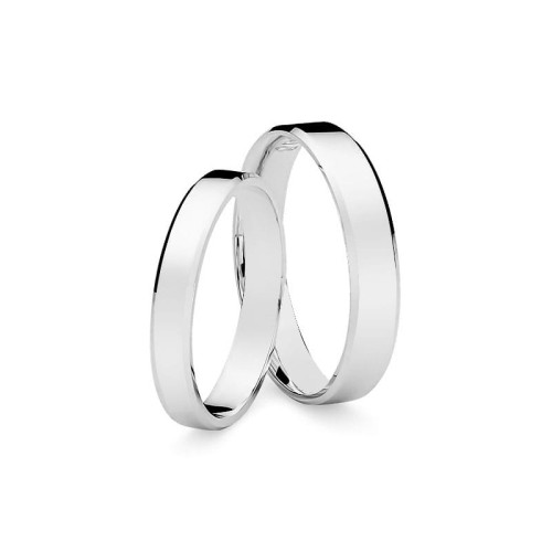 Białe złote obrączki z fazowanymi krawędziami damska 3mm męska 4mm O034-585-34 MARKO