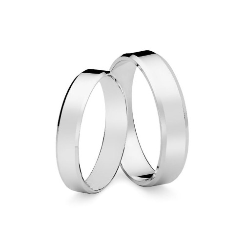 Obrączki z fazowaną krawędzią białe złoto damska 4mm męska 5mm O034-585-45 MARKO