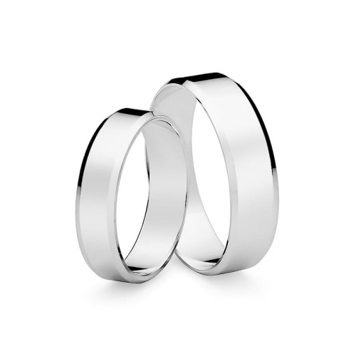 Białe złoto obrączki ślubne z fazą damska 5mm męska 6mm O034-585-56 MARKO
