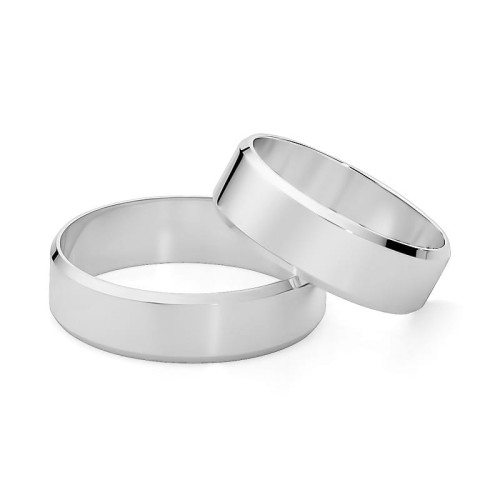 Szerokie obrączki 6mm białe złoto delikatna soczewka O034-585-66 MARKO