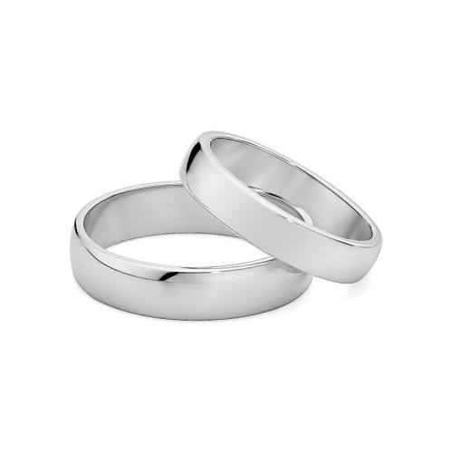 Lekko zaokrąglone klasyczne obrączki z białego złota 4mm 5mm O035-585-45 MARKO