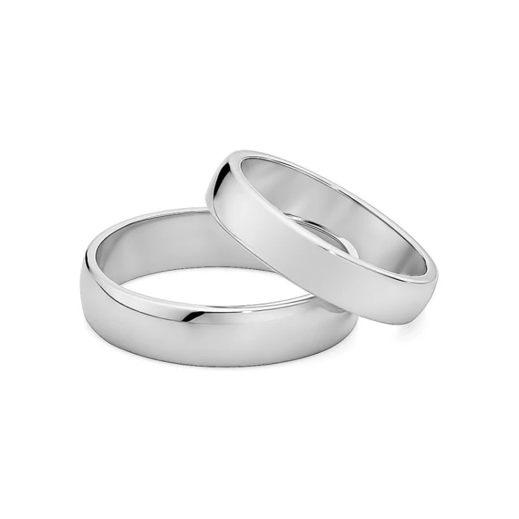 Lekko zaokrąglone klasyczne obrączki z białego złota 4mm 5mm O035-585-45 MARKO
