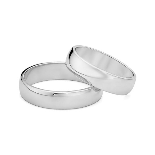 Obrączki złote lekko zaokrąglone z soczewką 5mm z białego złota O035-585-55 MARKO