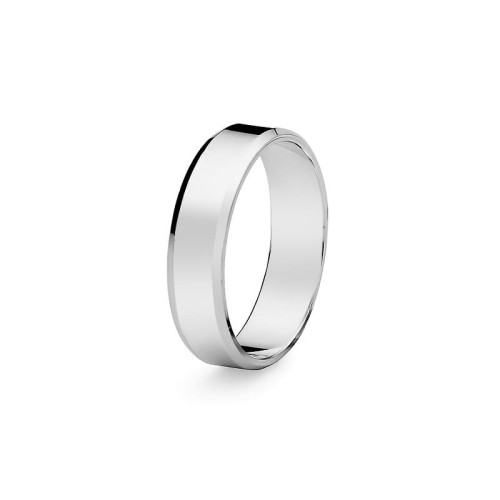 Pojedyncza obrączka białe złoto 5mm fazowana z soczewką O034-B585-50 MARKO