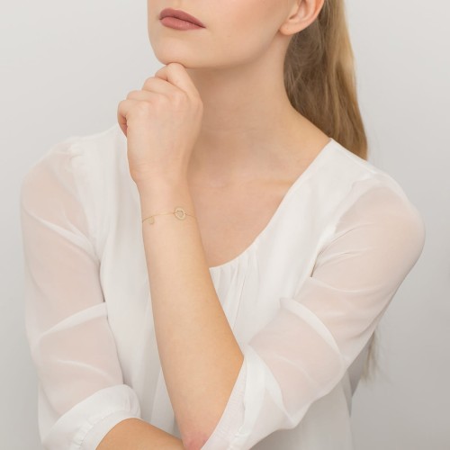 Złota bransoletka łańcuszek zawieszki kółko serce Iluvia B597-585 marko