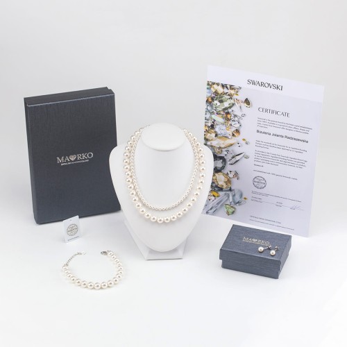 Bransoletka ślubna z perłami Swarovski srebro 925 BRSW3650 marko