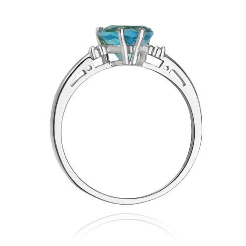 Pierścionek zaręczynowy z białego złota serce topaz Swiss 1,20ct Od Serca