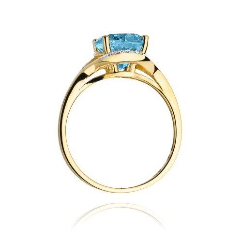 Złoty pierścionek zaręczynowy topaz Swiss 3,00ct brylanty Kultowa