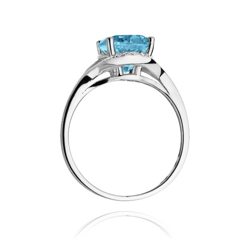 Pierścionek z białego złota topaz Swiss 3,00ct brylanty Kultowa