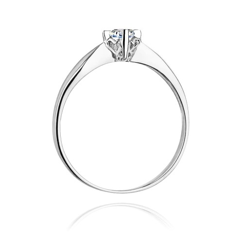 Pierścionek zaręczynowy z białego złota z brylantem 0,12ct Od Serca