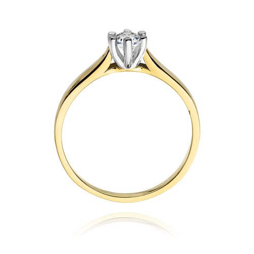 Złoty pierścionek zaręczynowy brylant 0,08ct Klasyka