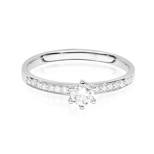 Pierścionek z białego złota z brylantami 0,17ct Galaktyki