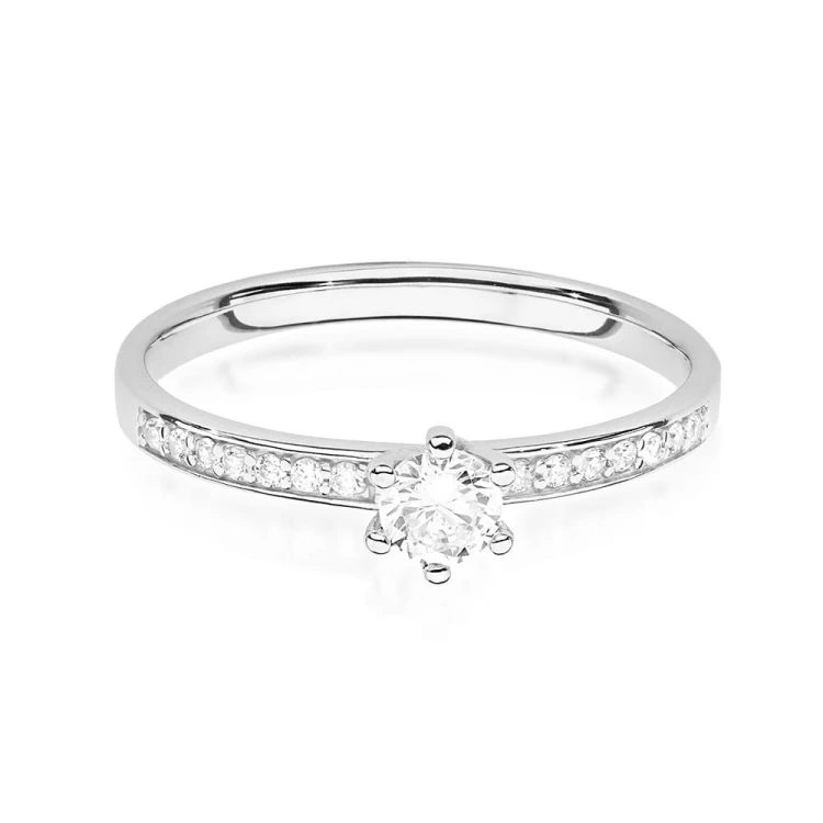 Pierścionek z białego złota z brylantami 0,17ct Galaktyki