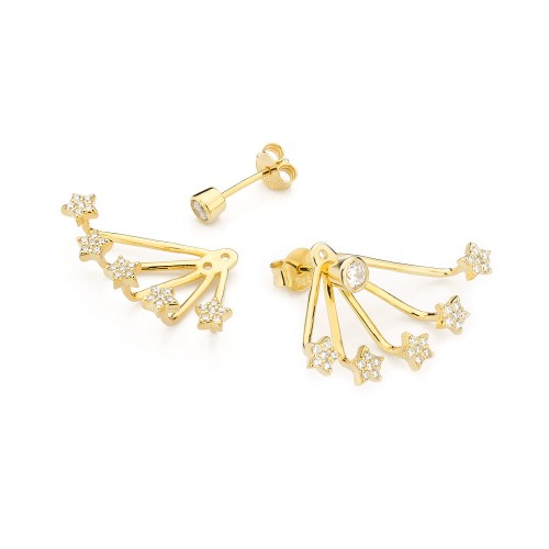 Pozłacane nausznice dwuczęściowe kolczyki multi gwiazdki ear jacket Supreni