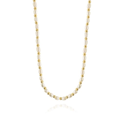 Srebrny pozłacany naszyjnik z perełkami Supreni choker