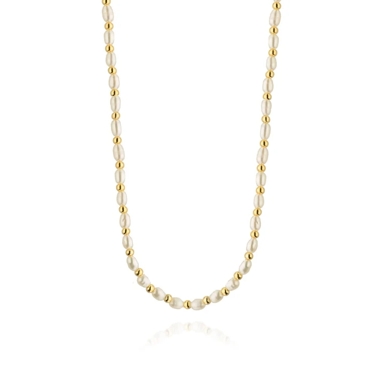 Srebrny pozłacany naszyjnik z perełkami Supreni choker
