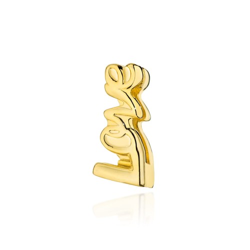Srebrna zawieszka płaska Charms Love wąska klips pozłacana
