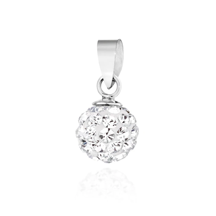 Srebrny wisiorek błyszczący koralik shamballa Swarovski 8mm Soledo