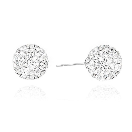 Srebrne kolczyki błyszczące kule shamballa Swarovski 14mm Soledo