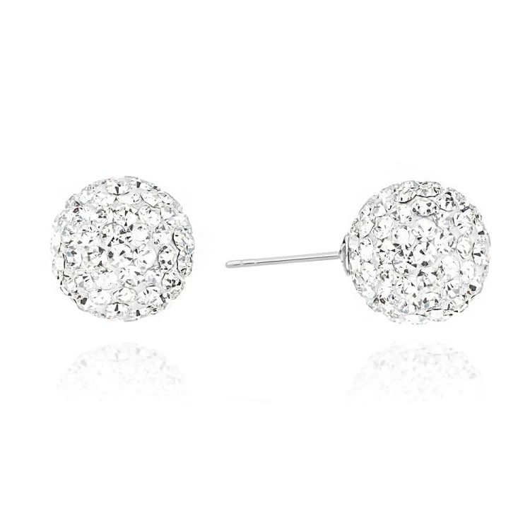 Srebrne kolczyki błyszczące kule shamballa Swarovski 14mm Soledo