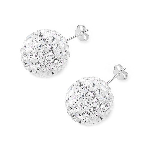 Srebrne kolczyki błyszczące kule shamballa Swarovski 14mm Soledo