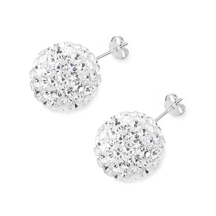 Srebrne kolczyki błyszczące kule shamballa Swarovski 14mm Soledo