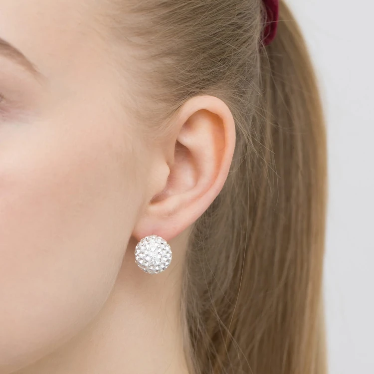 Srebrne kolczyki błyszczące kule shamballa Swarovski 14mm Soledo