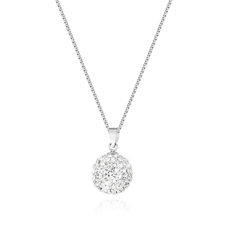 Komplet biżuterii srebrnej shamballa Swarovski kolczyki zawieszka łańcuszek