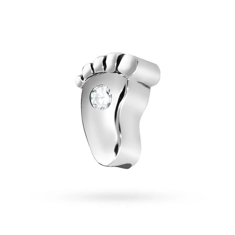 Srebrna zawieszka Charms stópka z białą cyrkonią Z521-925-B marko