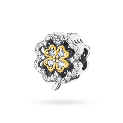 Srebrna zawieszka koralik Charms koniczynka z cyrkoniami Z527-925 marko