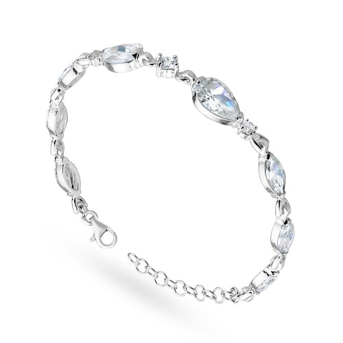 Srebrna elegancka bransoletka białe cyrkonie 
 B955-925-B marko