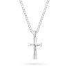 Srebrny duży krzyżyk z Jezusem na długim łańcuchu pancerka 60cm D372-925-S-L048-60 MARKO