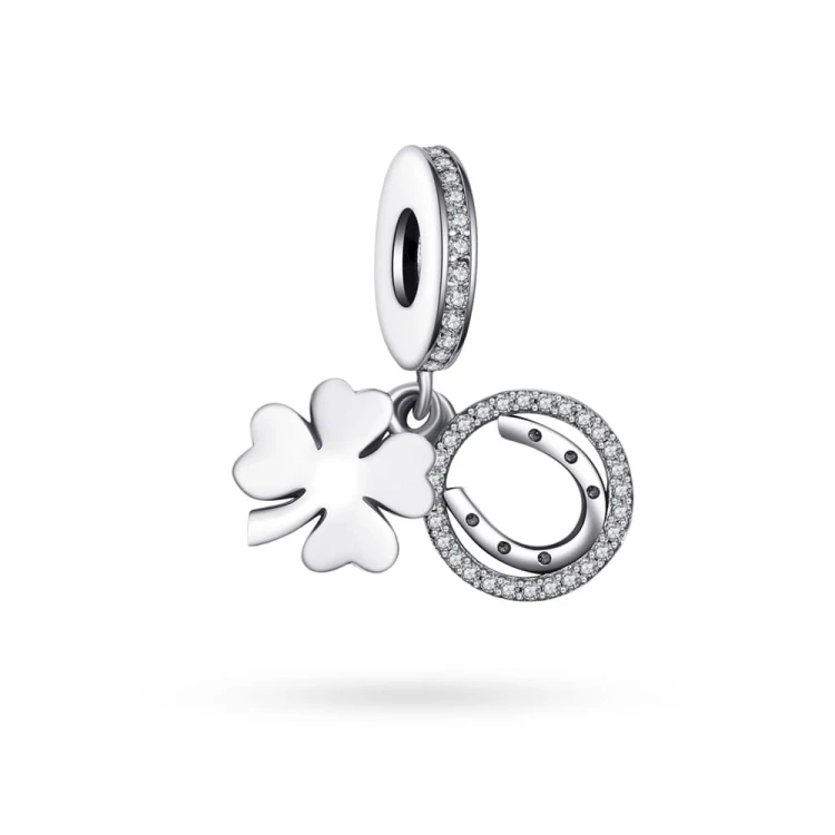 Srebrna zawieszka wisiorek na szczęście podkowa koniczynka Charms  Z552-925 marko
