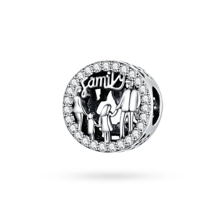 Srebrna zawieszka rodzina family cyrkonie Charms Z547-925 marko