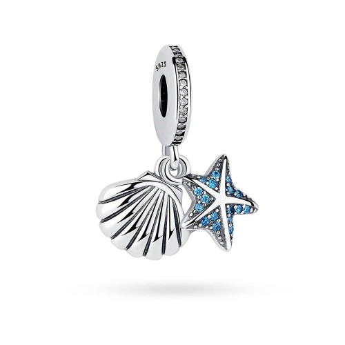 Srebrna zawieszka wisiorek muszelka rozgwiazda niebieskie cyrkonie Charms Z544-925-N marko